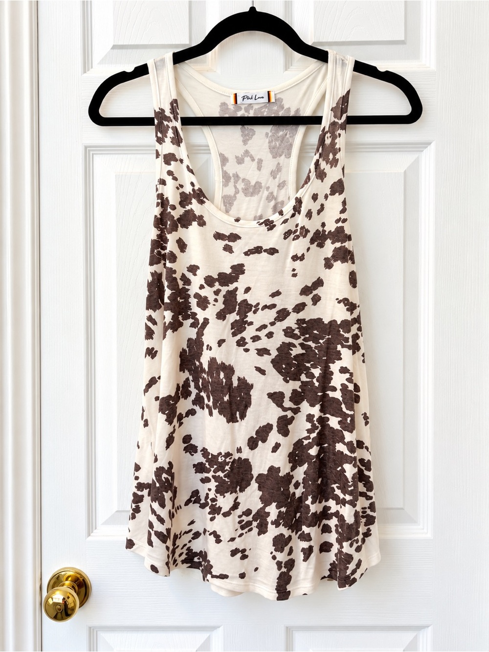Women's Cream & Brown Printed Swim Cover-Up Tank